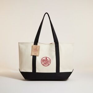 Trader Joe’s Canvas Tote Shopping Bag - Large Navy Blue/White - New with Tag